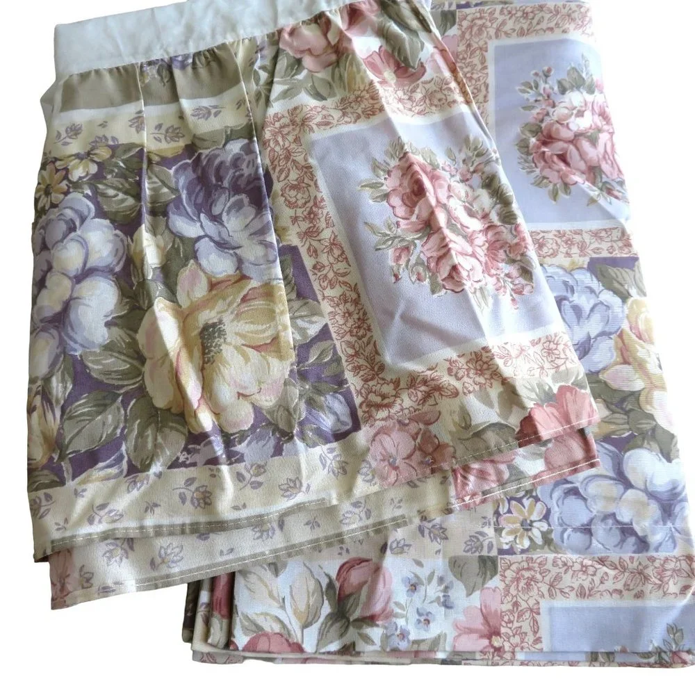 Vintage 80s King Size Set Bed Skirt 2 Shams Floral Cottage Country USA Made NEW
